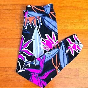 Floral Leggings - Black, Pink, Blue